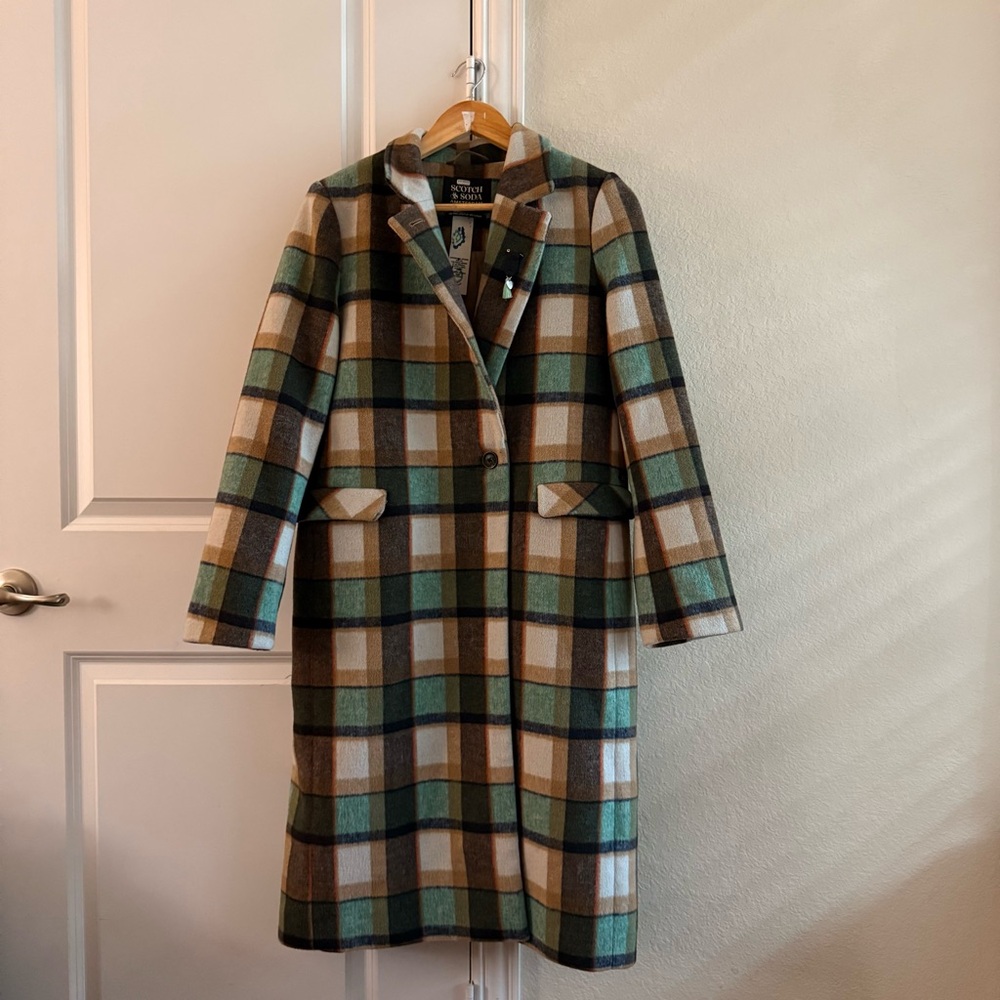 Anthropologie Scotch & Soda Plaid Single Breasted Coat - Picture 3 of 7